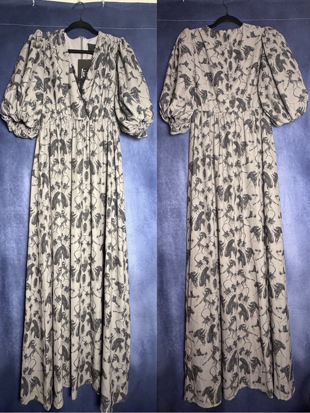 Alien x La Femme en Noir Watercolor Belladonna maxi dress